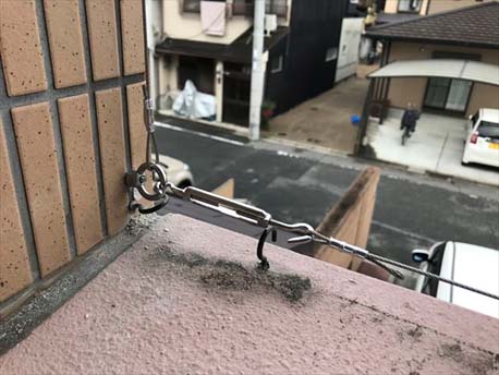 防鳩対策ロープ作業(剣山)